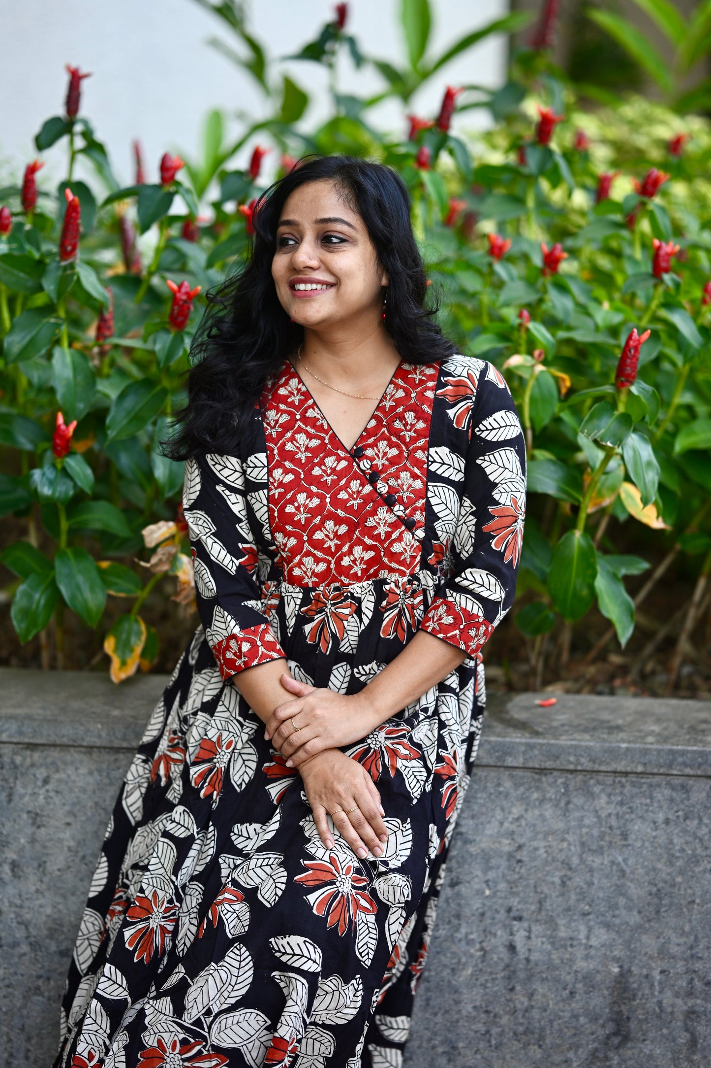 Cotton Hand Block Print Dress-SLM 0866