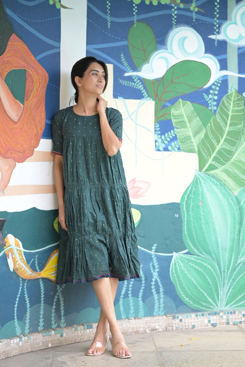 Khadhi mul cotton with Handloom Jamdhani dress